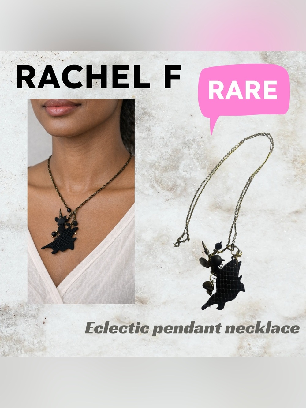 RARE 👍VGUC RACHEL F | 40 cm | Charm cluster Eclectic bird pendant necklace